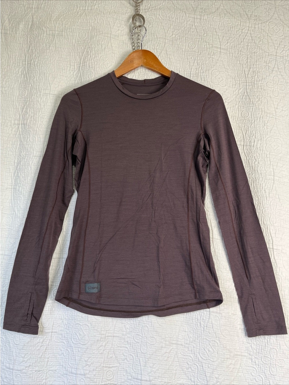 Janji Womens XS Repeat Merino Long Sleeve Running Shirt Wool Performance Top